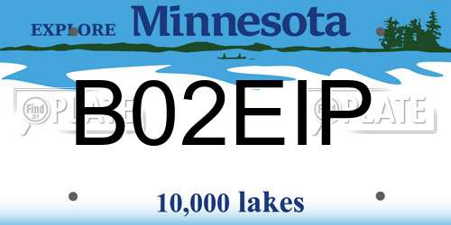 B02EIP Minnesota License Plate
