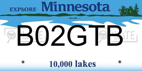 B02GTB Minnesota License Plate