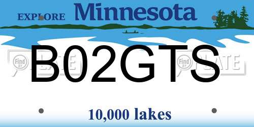 B02GTS Minnesota License Plate