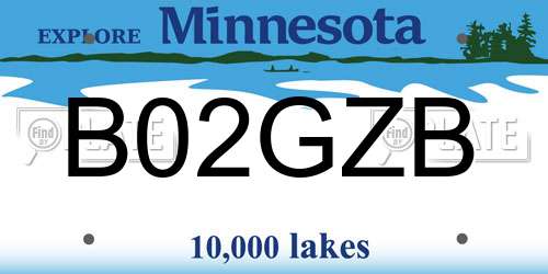 B02GZB Minnesota License Plate