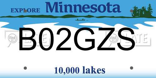 B02GZS Minnesota License Plate