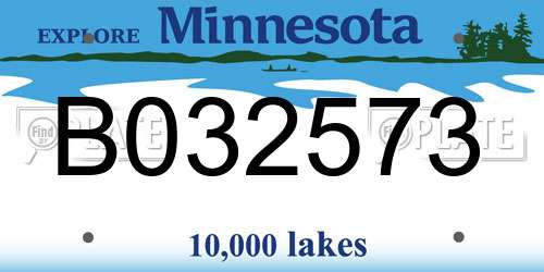 B032573 Minnesota License Plate