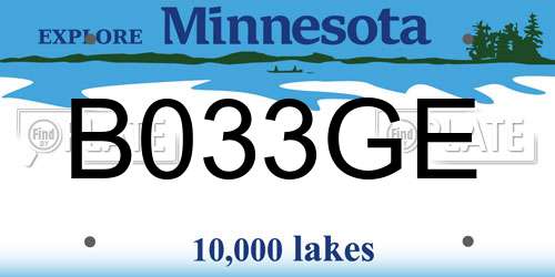 B033GE Minnesota License Plate