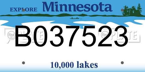 B037523 Minnesota License Plate