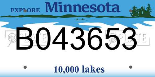 B043653 Minnesota License Plate