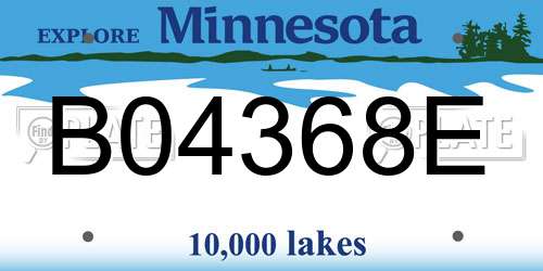 B04368E Minnesota License Plate