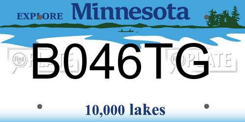 B046TG Minnesota License Plate