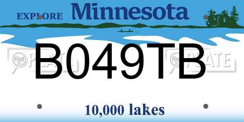 B049TB Minnesota License Plate