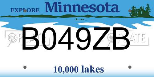 B049ZB Minnesota License Plate