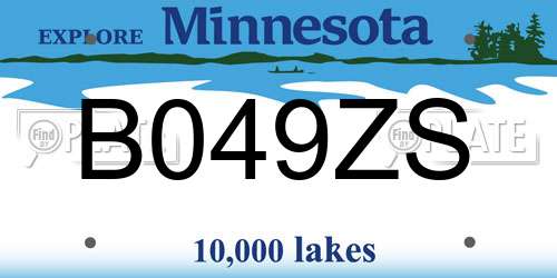 B049ZS Minnesota License Plate
