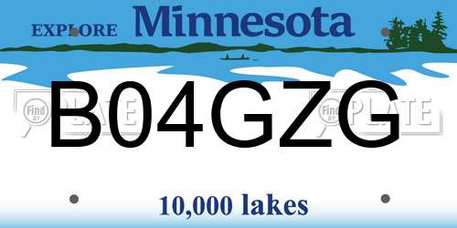 B04GZG Minnesota License Plate