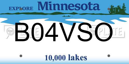 B04VSO Minnesota License Plate