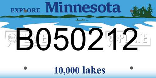 B050212 Minnesota License Plate