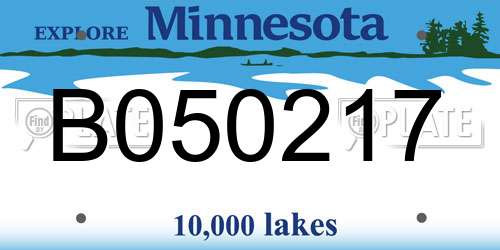 B050217 Minnesota License Plate