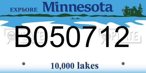 B050712 Minnesota License Plate