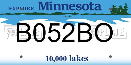 B052BO Minnesota License Plate