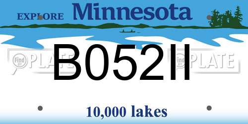 B052II Minnesota License Plate