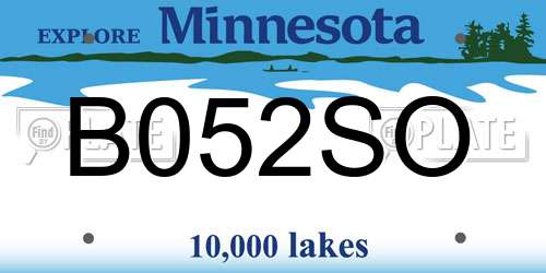 B052SO Minnesota License Plate