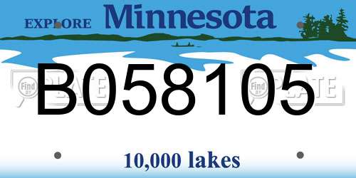 B058105 Minnesota License Plate