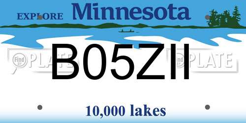B05ZII Minnesota License Plate