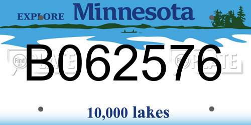 B062576 Minnesota License Plate