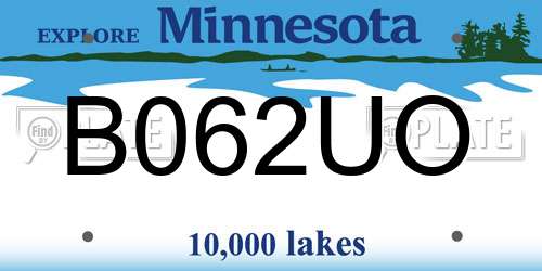 B062UO Minnesota License Plate
