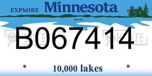 B067414 Minnesota License Plate