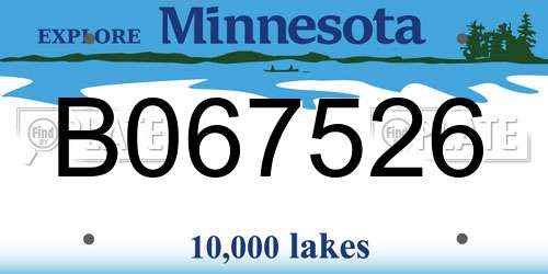 B067526 Minnesota License Plate