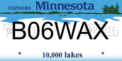 B06WAX Minnesota License Plate