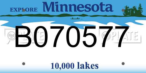 B070577 Minnesota License Plate