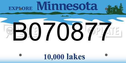 B070877 Minnesota License Plate