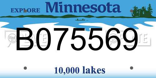 B075569 Minnesota License Plate