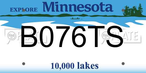 B076TS Minnesota License Plate