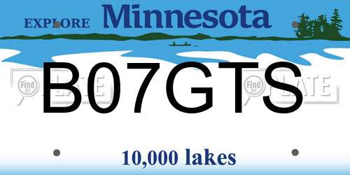 B07GTS Minnesota License Plate