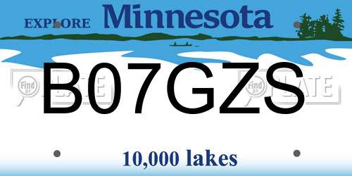 B07GZS Minnesota License Plate