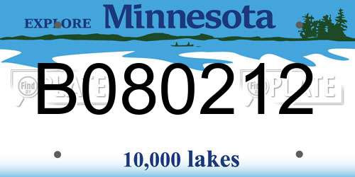 B080212 Minnesota License Plate