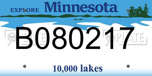 B080217 Minnesota License Plate