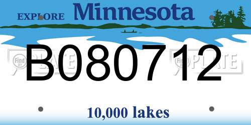 B080712 Minnesota License Plate