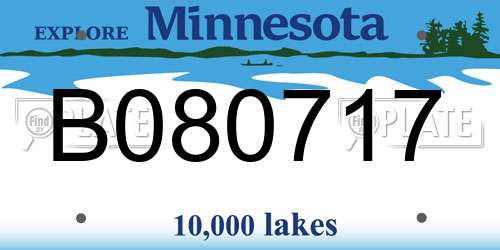 B080717 Minnesota License Plate
