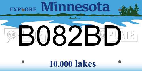 B082BD Minnesota License Plate