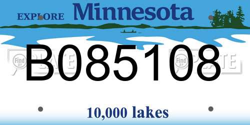 B085108 Minnesota License Plate