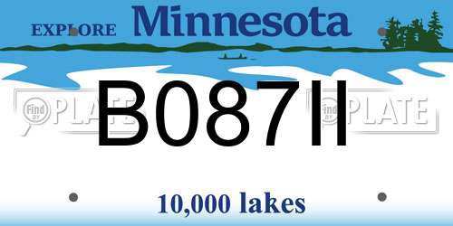 B087II Minnesota License Plate