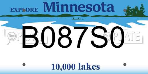 B087S0 Minnesota License Plate
