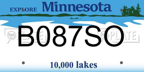 B087SO Minnesota License Plate
