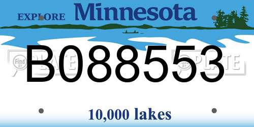 B088553 Minnesota License Plate
