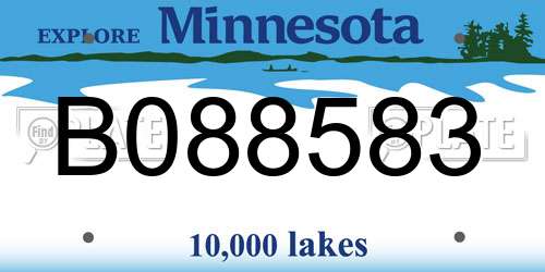 B088583 Minnesota License Plate
