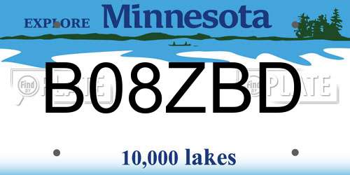 B08ZBD Minnesota License Plate