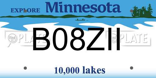 B08ZII Minnesota License Plate