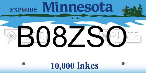 B08ZSO Minnesota License Plate