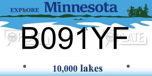 B091YF Minnesota License Plate